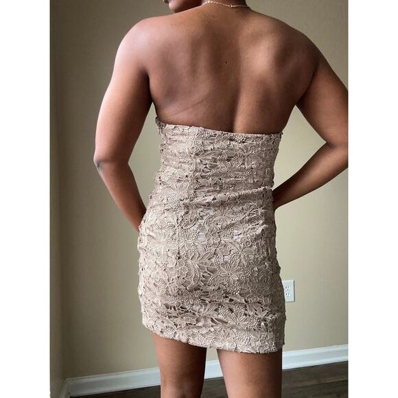 C. Luce Beige Lace Tube Dress Size Medium - Picture 4 of 12